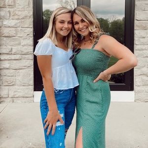 Abercrombie & Fitch Smocked midi dress Green polka